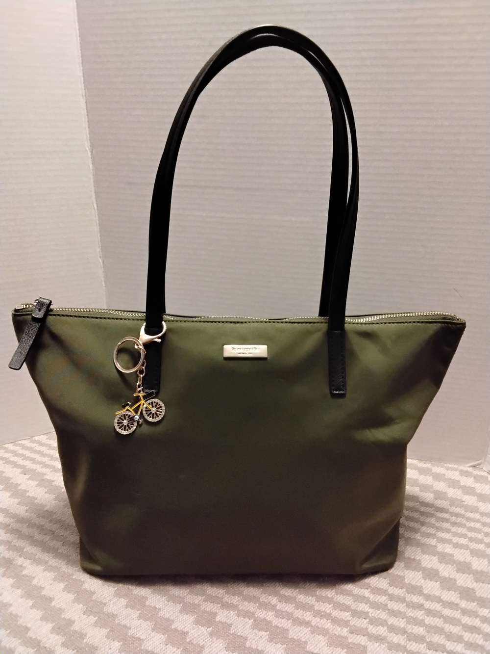 Kate Spade Olive Green Tote Bag with Black Handles